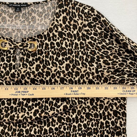 Zac & Rachel Brown Leopard Print Stretch Knit Long Sleeve Comfy Top 1X - Picture 6 of 10